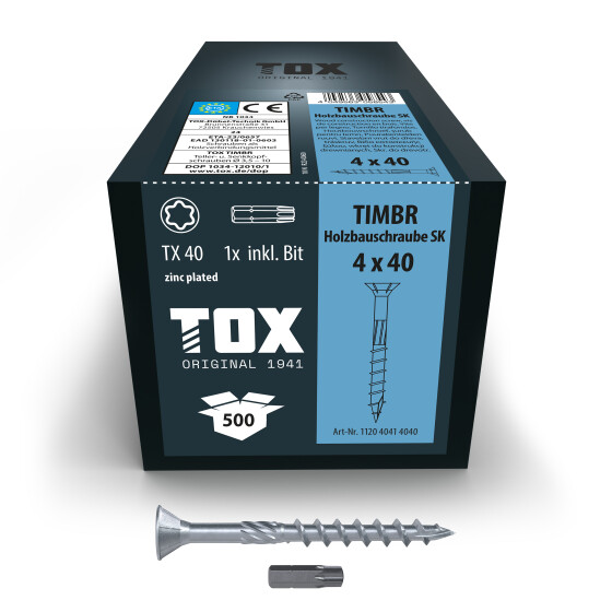 TOX Holzbauschraube blau verzinkt TX20 TIMBR 4,0 x 40 SK (500 Stk.)