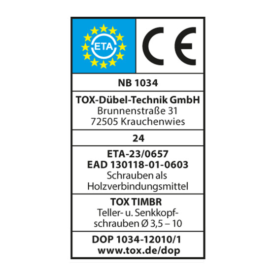 TOX Holzbauschraube blau verzinkt TX20 TIMBR 4,0 x 40 SK (500 Stk.)