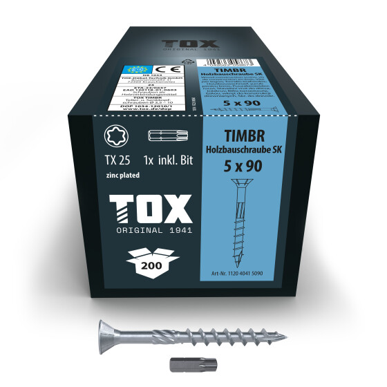 TOX Holzbauschraube blau verzinkt TX25 TIMBR 5,0 x 90 SK (200 Stk.)