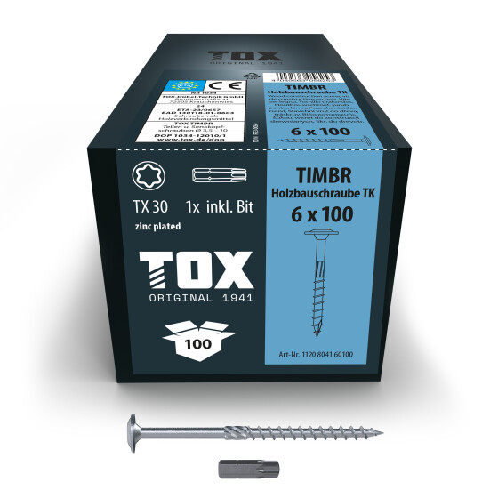 TOX Holzbauschraube blau verzinkt TX30 TIMBR 6,0 x 100 TK (100 Stk.)