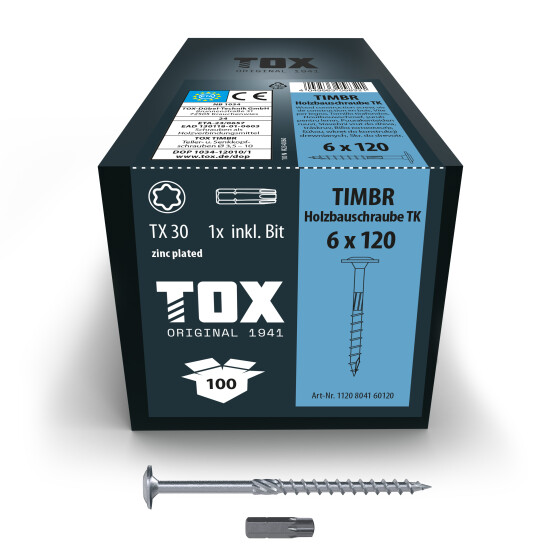 TOX Holzbauschraube blau verzinkt TX30 TIMBR 6,0 x 120 TK (100 Stk.)