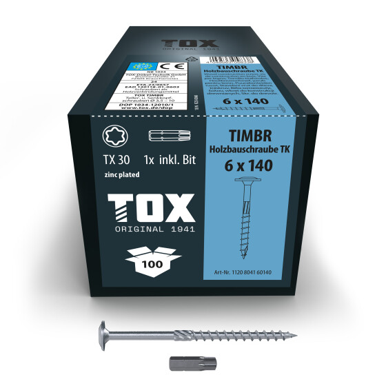 TOX Holzbauschraube blau verzinkt TX30 TIMBR 6,0 x 140 TK (100 Stk.)