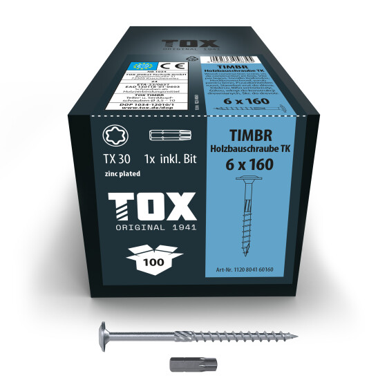 TOX Holzbauschraube blau verzinkt TX30 TIMBR 6,0 x 160 TK (100 Stk.)