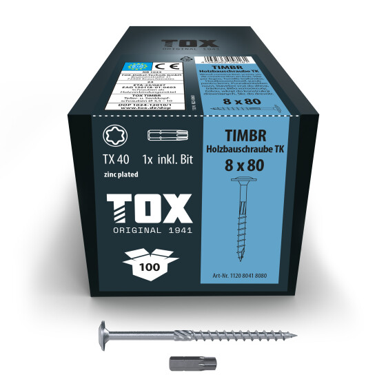 TOX Holzbauschraube blau verzinkt TX40 TIMBR 8,0 x 80 TK (50 Stk.)