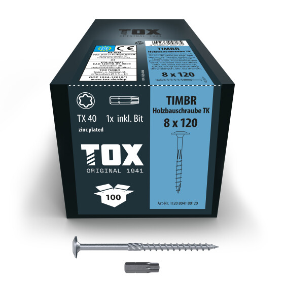 TOX Holzbauschraube blau verzinkt TX40 TIMBR 8,0 x 120 TK (50 Stk.)