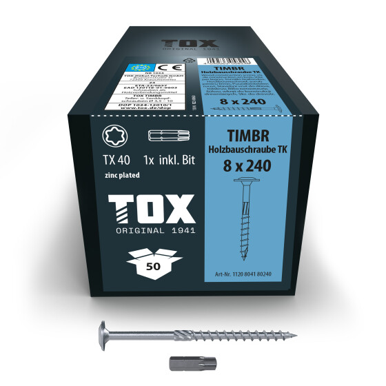 TOX Holzbauschraube blau verzinkt TX40 TIMBR 8,0 x 240 TK (50 Stk.)