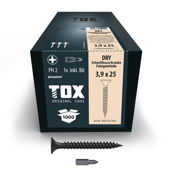 TOX Schnellbauschraube Feingewinde magaziniert PH2 DRY 3,9 x 25 FG (1000 magaz.)