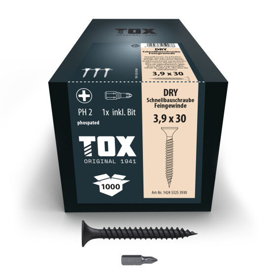 TOX Schnellbauschraube Feingewinde magaziniert PH2 DRY 3,9 x 30 FG (1000 magaz.)