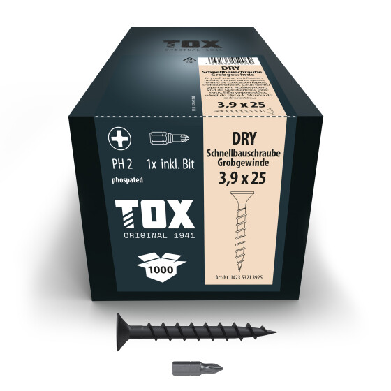 TOX Schnellbauschraube Grobgewinde PH2 DRY 3,9 x 25 GG (1.000 Stk.)