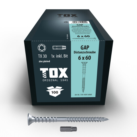 TOX Distanzschraube blau verzinkt TX30 GAP 6,0 x 60 (100 Stk.)