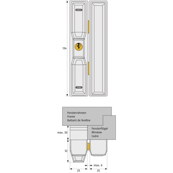 Abus Fenster- und Türsicherung FTS 88 weiss