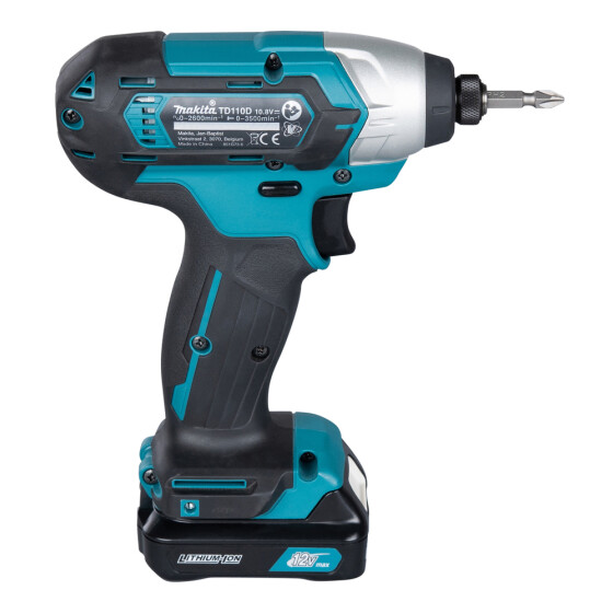 Makita Akku-Schlagschrauber 12V max. 1/4" 110 Nm 0-2.600 min-1 TD110DSMJ