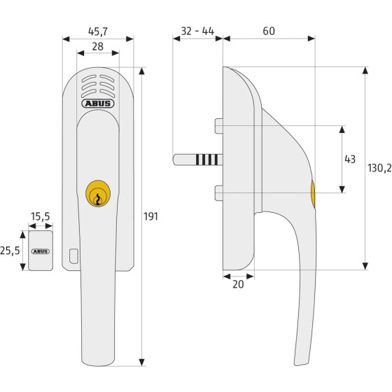 Abus Alarmfenstergriff FG300A weiss abschließbar