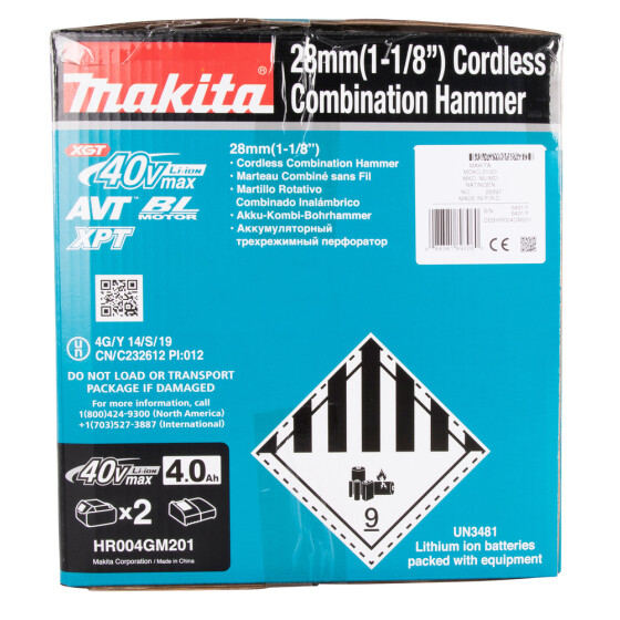 Makita Akku-Kombihammer XGT 40V max. SDS-PLUS/Bohrfutter 2,9 J 28 mm HR004GM201