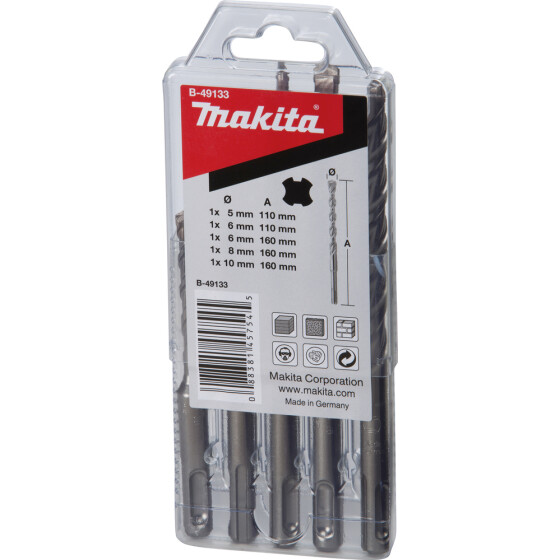 Makita HM Bohrer-Set V-PLUS
Nr. 7 Ø 5/6mm x 110mm und Ø 6/8/10mm x 160mm SDS-PLUS B-49133