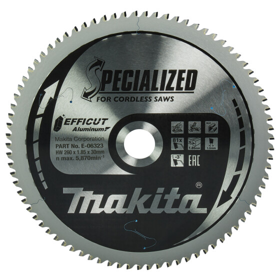 Makita Sägeblatt 260x1,5x30, 81Z EFFICUT Aluminium E-06323