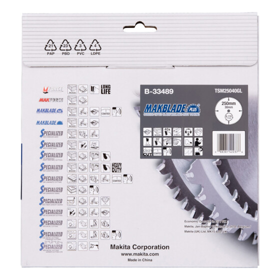 Makita MAKBLADE+ Sägeb. 250x30x40Z MAKBLADE+ Sägeb. 250x30x40Z B-33489