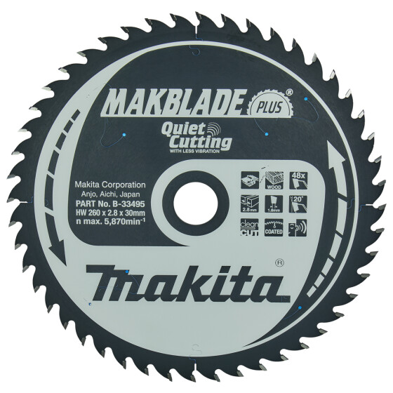 Makita MAKBLADE+ Sägeb. 260x30x48Z MAKBLADE+ Sägeb. 260x30x48Z B-33495