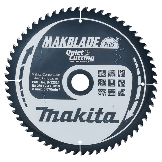 Makita MAKBLADE+ Sägeb. 260x30x60Z MAKBLADE+ Sägeb. 260x30x60Z B-32524