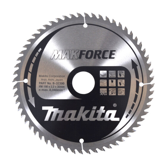 Makita Kreissägeblatt MAKFORCE 190/30 mm 60 Zähne 1,4 mm Holz B-32390