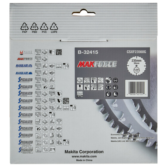 Makita Kreissägeblatt MAKFORCE 235/30 mm 60 Zähne 1,8 mm Holz B-32415