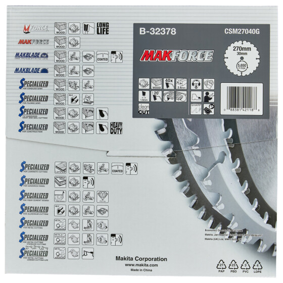 Makita Kreissägeblatt MAKFORCE 270/30 mm 40 Zähne 1,6 mm Holz B-32378