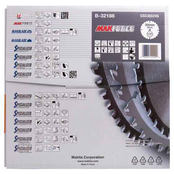 Makita Kreissägeblatt MAKFORCE 355/30 mm 24 Zähne 2,2 mm Holz B-32188