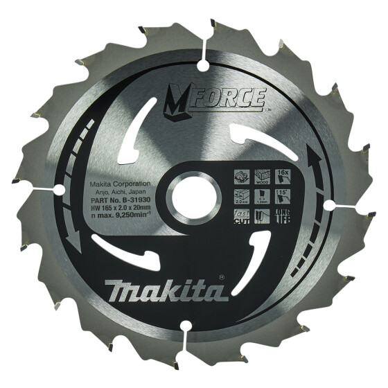 Makita Kreissägeblatt M-FORCE 165/20 mm 16 Zähne 1,2 mm Holz B-31930