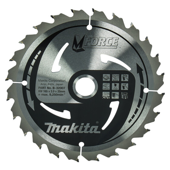 Makita Kreissägeblatt M-FORCE 165/20 mm 24 Zähne 1,2 mm Holz B-32007