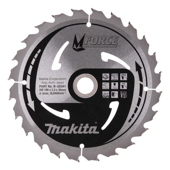 Makita Kreissägeblatt M-FORCE 190 mm 24 Zähne 1,2 mm Holz B-32041