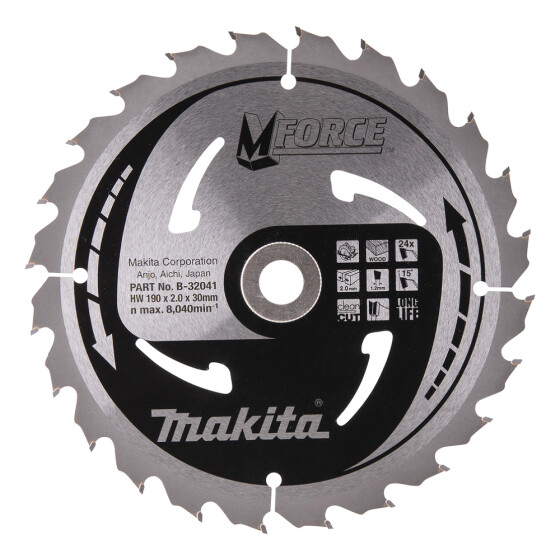 Makita Kreissägeblatt M-FORCE 190 mm 24 Zähne 1,2 mm Holz B-32041