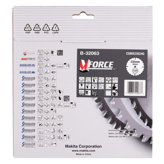 Makita Kreissägeblatt M-FORCE 235/30 mm 24 Zähne 1,6 mm Holz B-32063