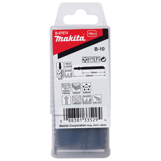 Makita Stichsägeblatt B-10 Holz/Kunststoff Holz/Kunststoff 2,9 mm / 8,5 tpi Arbeitslänge: 75 mm 100 Stück B-07674