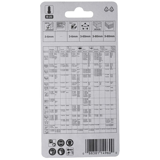 Makita Stichsägeblatt B-25 Holz/Metall/Kunststoff Holz/Metall/Kunststoff 2,8 mm / 9 tpi Arbeitslänge: 74 mm 5 Stück A-85765