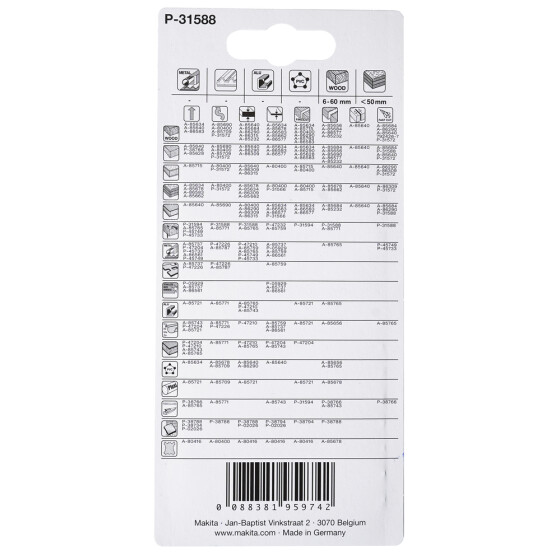 Makita Stichsägeblatt HGS14 bi Holz 4 mm / 6,35 tpi Arbeitslänge: 75 mm 5 Stück P-31588