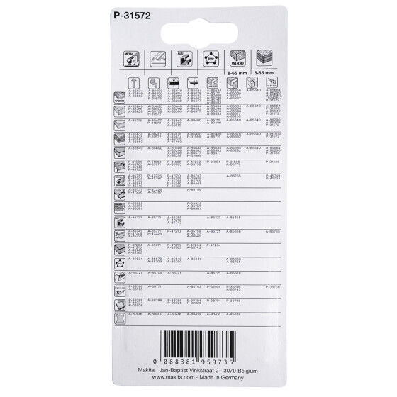 Makita Stichsägeblatt Kurvenblatt HGS24DV Holz Kurvenschnitt Duo-Verzahnt 4 mm / 6,35 tpi Arbeitslänge: 75 mm 5 Stück P-31572