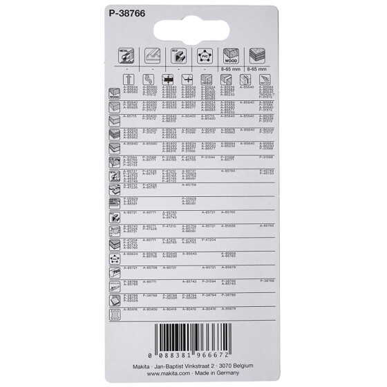 Makita Stichsägeblatt HM75 Hartholz/GFK/Gasbeton 4,2 mm / 6 tpi Arbeitslänge: 75 mm 3 Stück P-38766