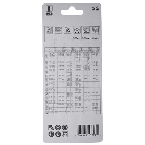 Makita Stichsägeblatt L-2 Holz/Kunststoff Holz/Kunststoff 4,2 mm / 6 tpi Arbeitslänge: 101 mm 5 Stück A-86309