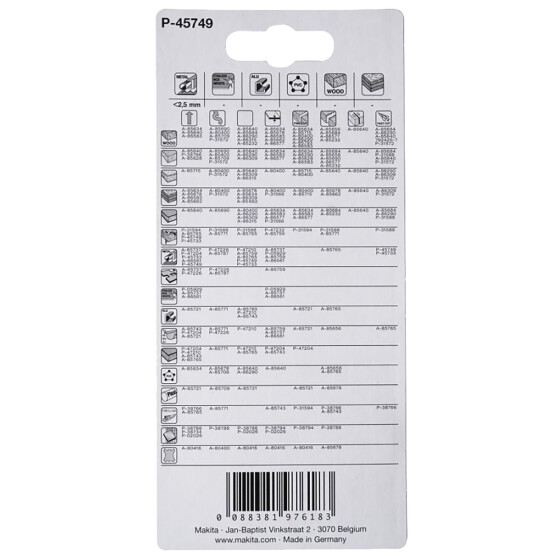 Makita Stichsägeblatt M-FORCE STL007 bi Holz und Metall 1,7 mm / 5 tpi Arbeitslänge: 105 mm 2 Stück P-45749