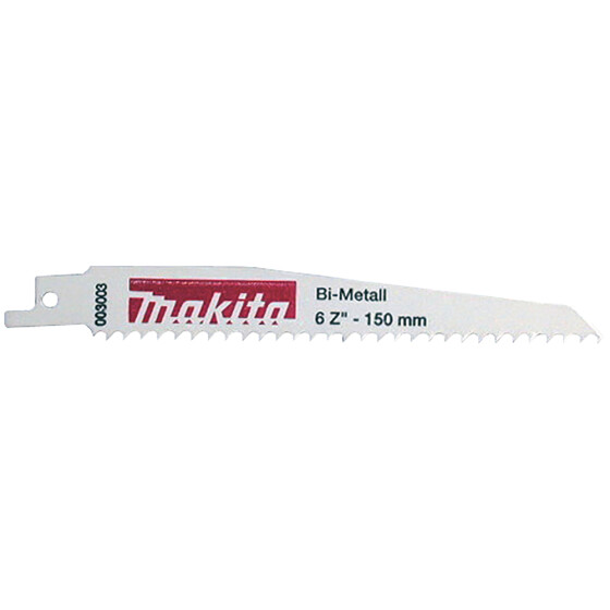 Makita Reciprosägeblatt 150/6Z BiM Holz/Kunststoff/Aluminium Holz/Kunststoff/Aluminium 4,2 mm / 6 tpi Arbeitslänge: 130 mm 5 Stück P-05088