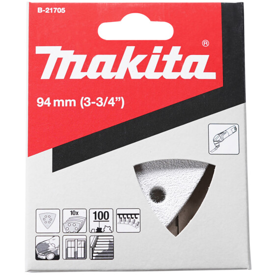 Makita Delta-Schleifpapier A100 10 Stück Ø 94 mm Stearat-Beschichtung Körnung A100 B-21705