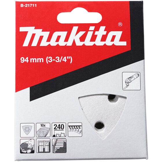 Makita Delta-Schleifpapier A240 10 Stück Ø 94 mm Stearat-Beschichtung Körnung A240 B-21711