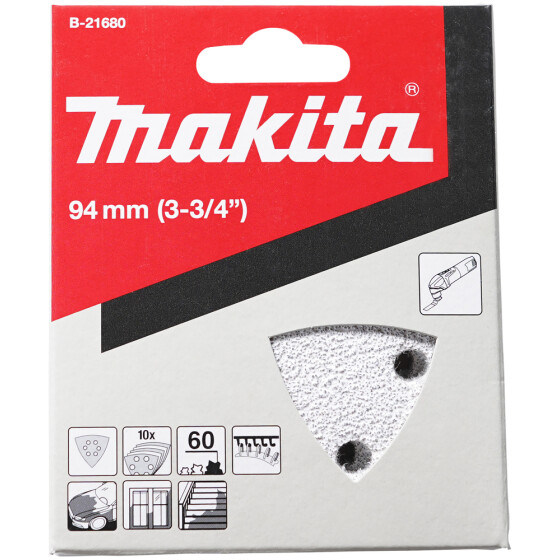 Makita Delta-Schleifpapier A60 10 Stück Ø 94 mm Stearat-Beschichtung Körnung A60 B-21680