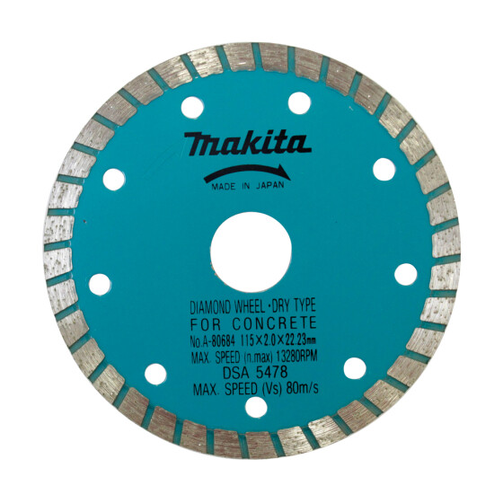 Makita Diamanttrennscheibe 115mm Ø 115 mm 2,0 mm Schnittstärke Trocken Dachziegel, Beton A-80684