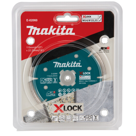 Makita Diamanttrennscheibe X-LOCK 115mm Ø 115 mm 2,2 mm Schnittstärke Trocken Beton, Granit, Marmor E-02060