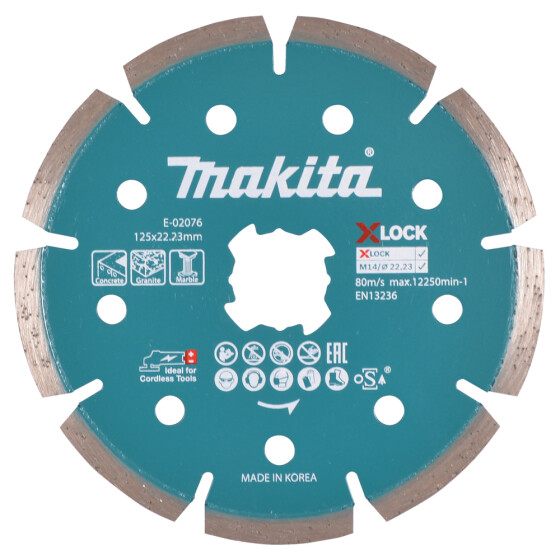 Makita Diamanttrennscheibe X-LOCK 125mm Ø 125 mm 2,2 mm Schnittstärke Trocken Beton, Granit, Marmor E-02076