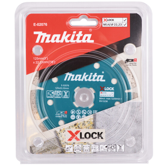 Makita Diamanttrennscheibe X-LOCK 125mm Ø 125 mm 2,2 mm Schnittstärke Trocken Beton, Granit, Marmor E-02076