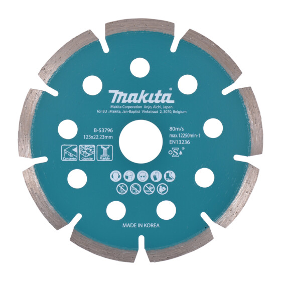 Makita Diamanttrennscheibe 125 mm Ø 125 mm 1,6 mm Schnittstärke Trocken Beton, Granit, Marmor B-53796