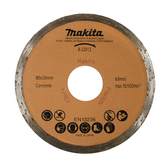 Makita Diamanttrennscheibe 80mm Beton Ø 80 mm 1,6 mm Schnittstärke Trocken Beton B-22012