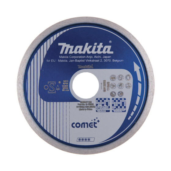 Makita Diamanttrennscheibe Comet 115mm Ø 115 mm 1,6 mm Schnittstärke Nass Keramik, Porzellan, Wand- und Bodenfliesen aus Marmor oder Schiefer B-13085